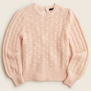 NWOT$118 J. Crew Womens Balloon sleeve Cable-Knit Crewneck Sweater Size S